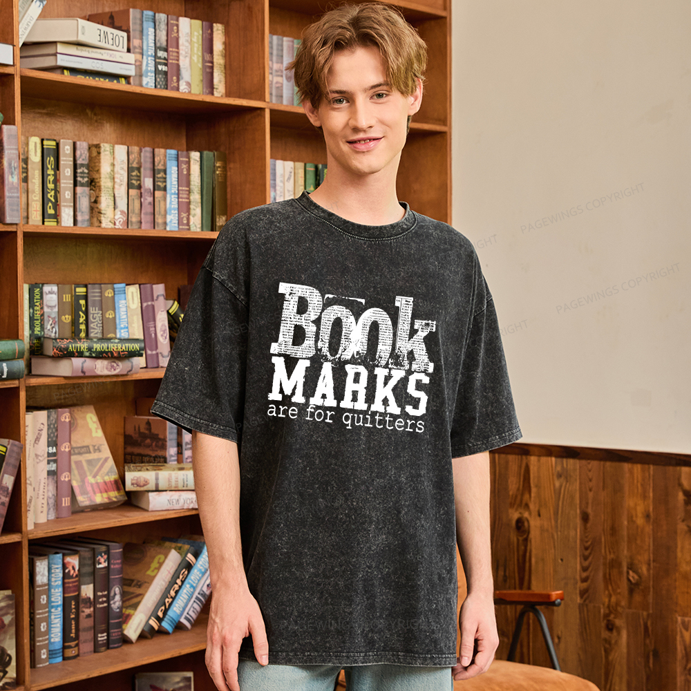 Pagewings Book Marks Are For Quitters Unisex Washed T-shirt
