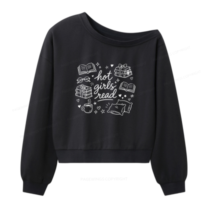 Pagewings Hot Girls Read Women Off Shoulder Sweatshirt
