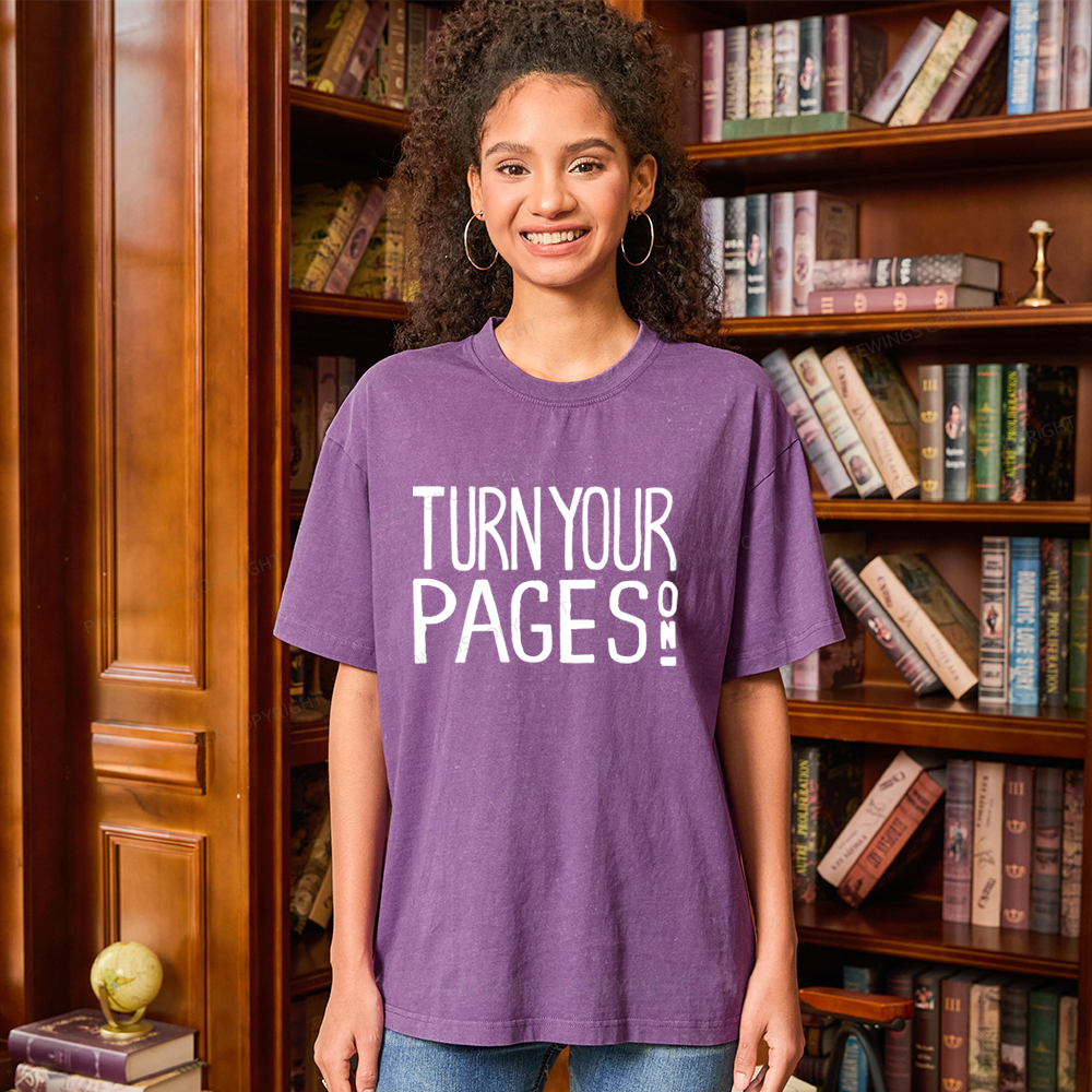 Pagewings Turn Your Pages On Unisex Washed T-shirt
