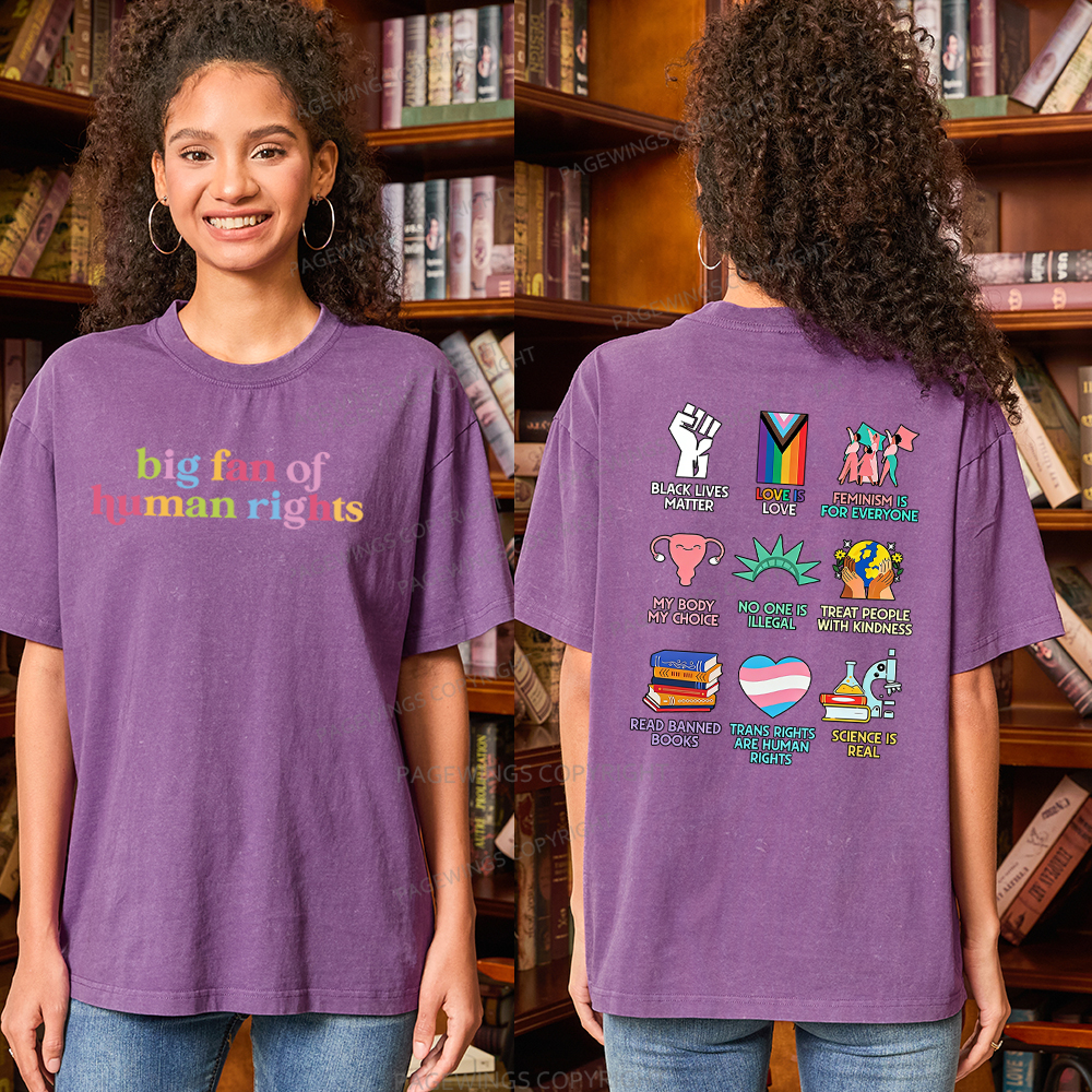 Pagewings Big Fan Of Human Rights Unisex Washed T-shirt