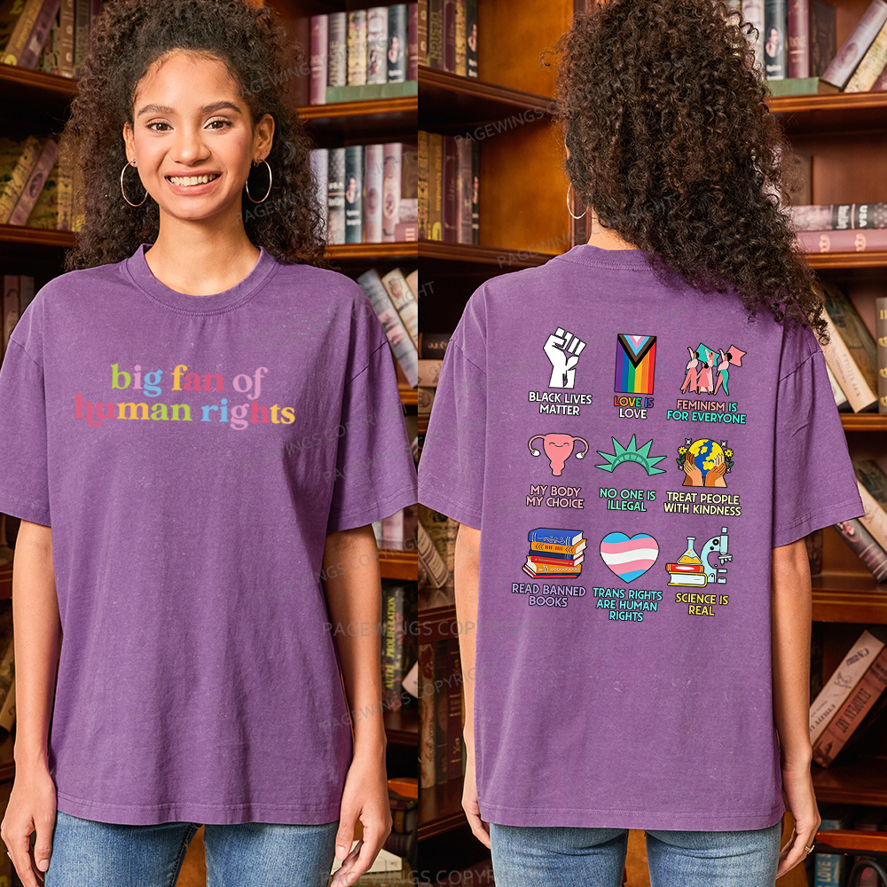 Pagewings Big Fan Of Human Rights Unisex Washed T-shirt
