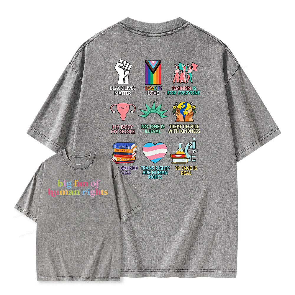 Pagewings Big Fan Of Human Rights Unisex Washed T-shirt