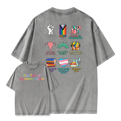 Pagewings Big Fan Of Human Rights Unisex Washed T-shirt
