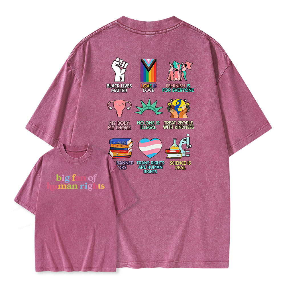Pagewings Big Fan Of Human Rights Unisex Washed T-shirt