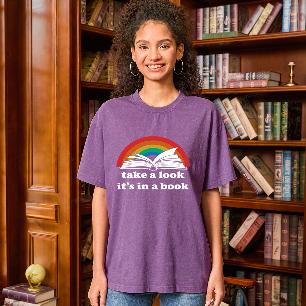 Pagewings Take A Look It’s In A Book Unisex Washed T-shirt