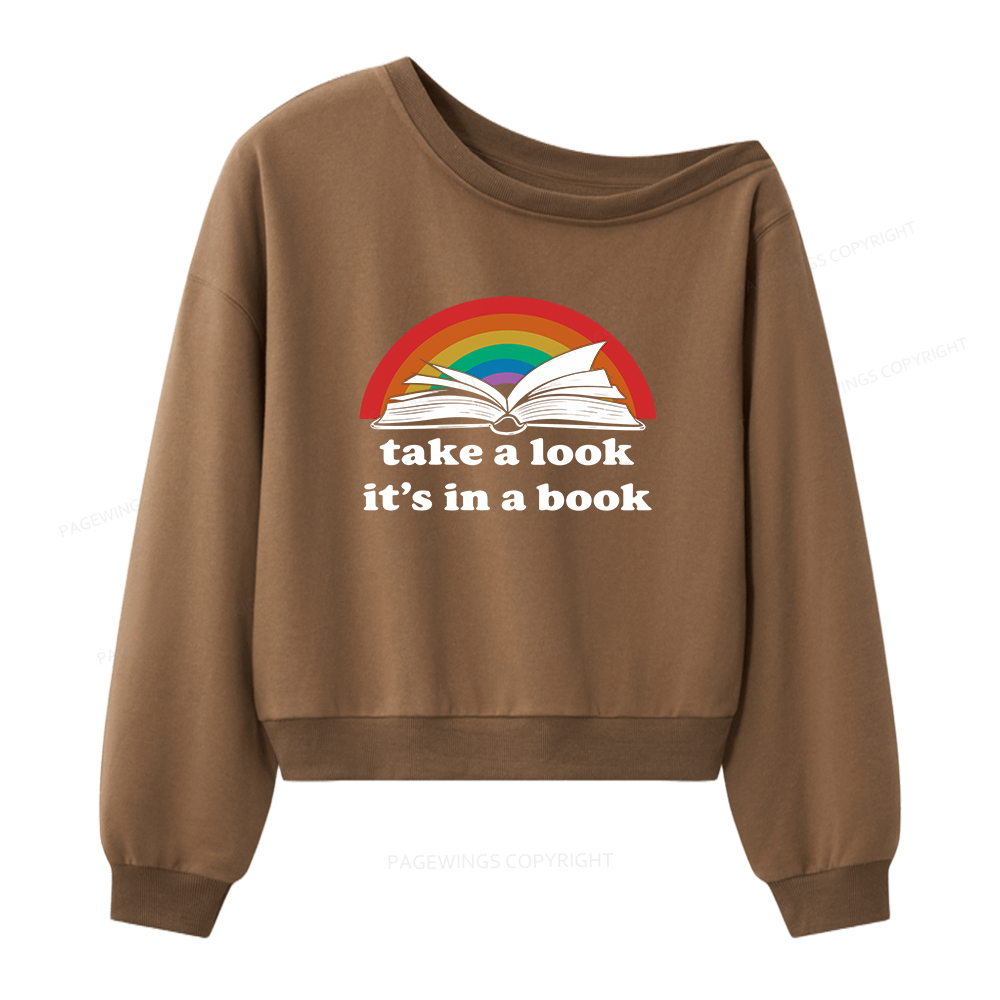 Pagewings Take a look  It’s in a book  Women Off Shoulder Sweatshirt