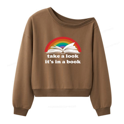 Pagewings Take a look  It’s in a book  Women Off Shoulder Sweatshirt