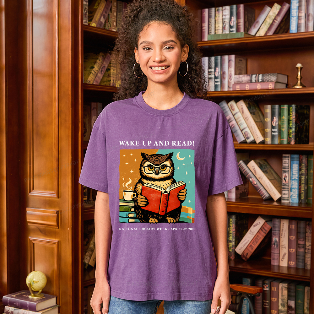 Pagewings Wake Up And Read Unisex Washed T-shirt