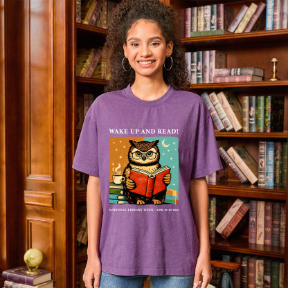 Pagewings Wake Up And Read Unisex Washed T-shirt