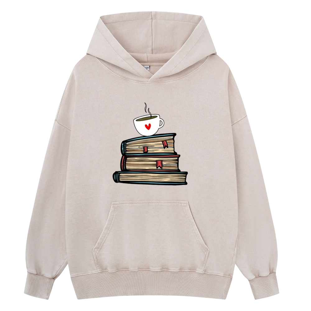 Pagewings Tea Cup Book Lovers Unisex Washed Hoodie