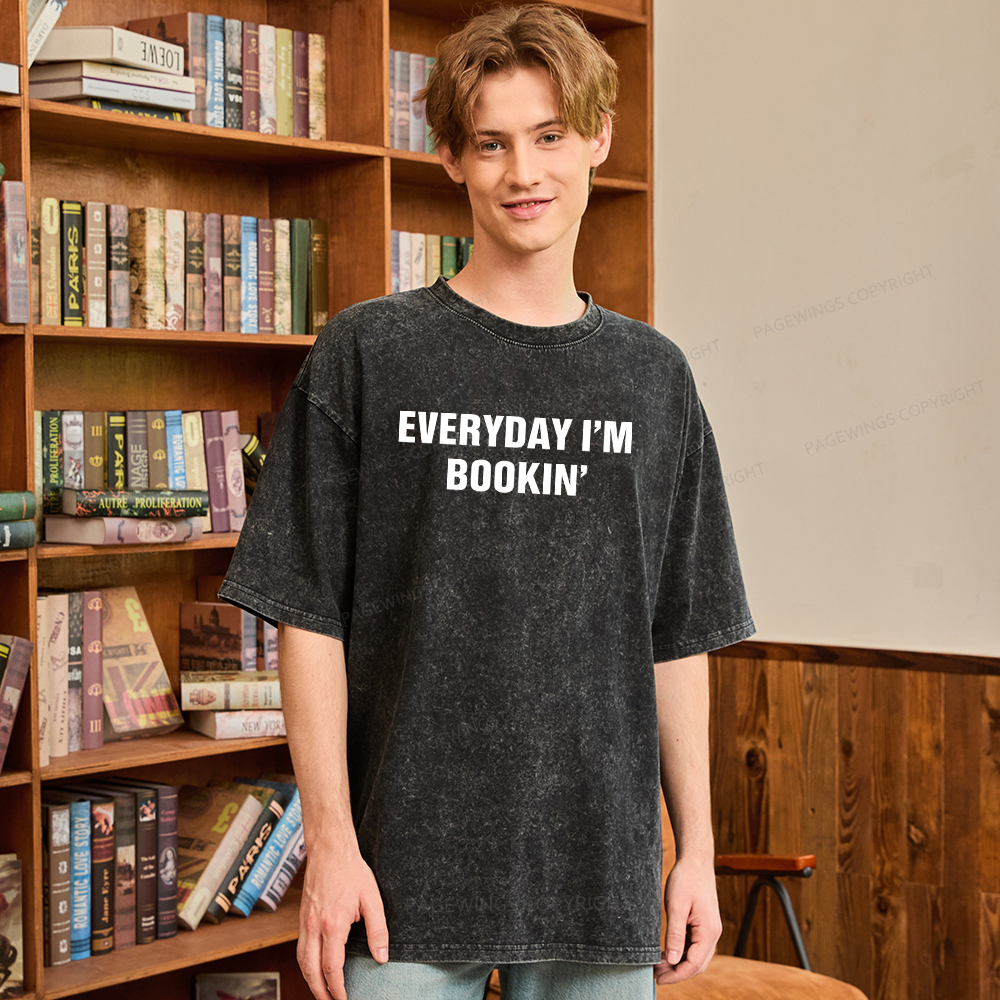 Pagewings Everyday I’m Bookin Unisex Washed T-shirt