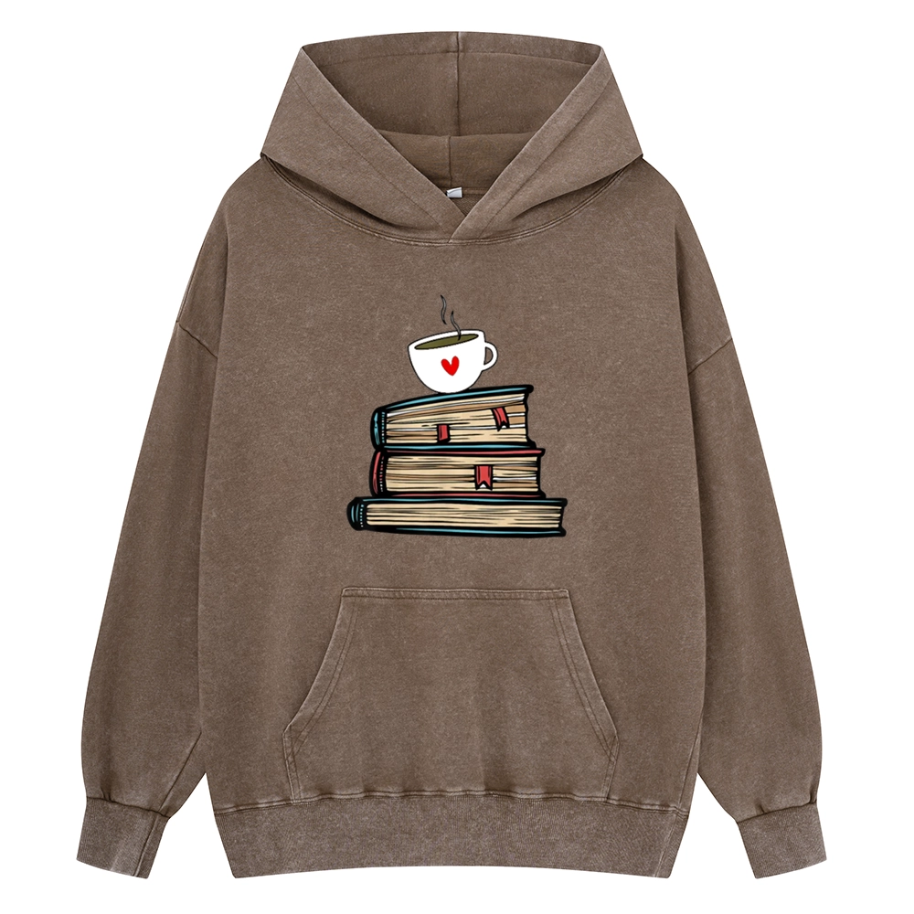 Pagewings Tea Cup Book Lovers Unisex Washed Hoodie