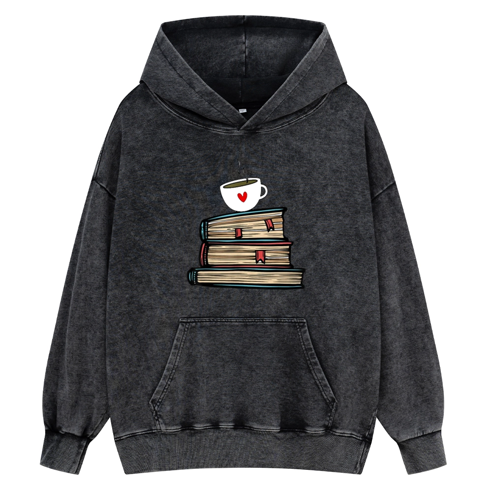 Pagewings Tea Cup Book Lovers Unisex Washed Hoodie