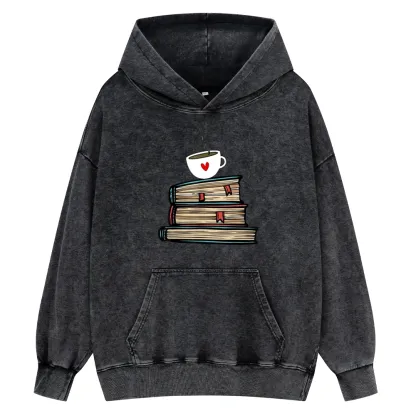 Pagewings Tea Cup Book Lovers Unisex Washed Hoodie