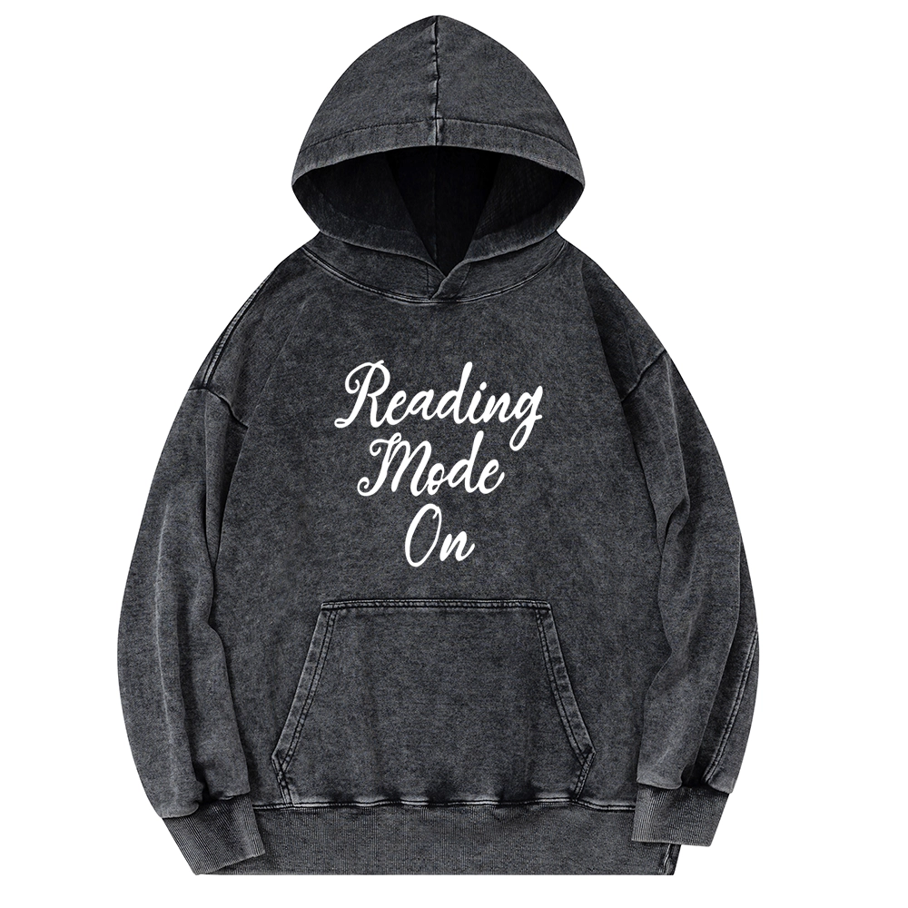 Pagewings Book Reading Mode On Unisex Washed Hoodie