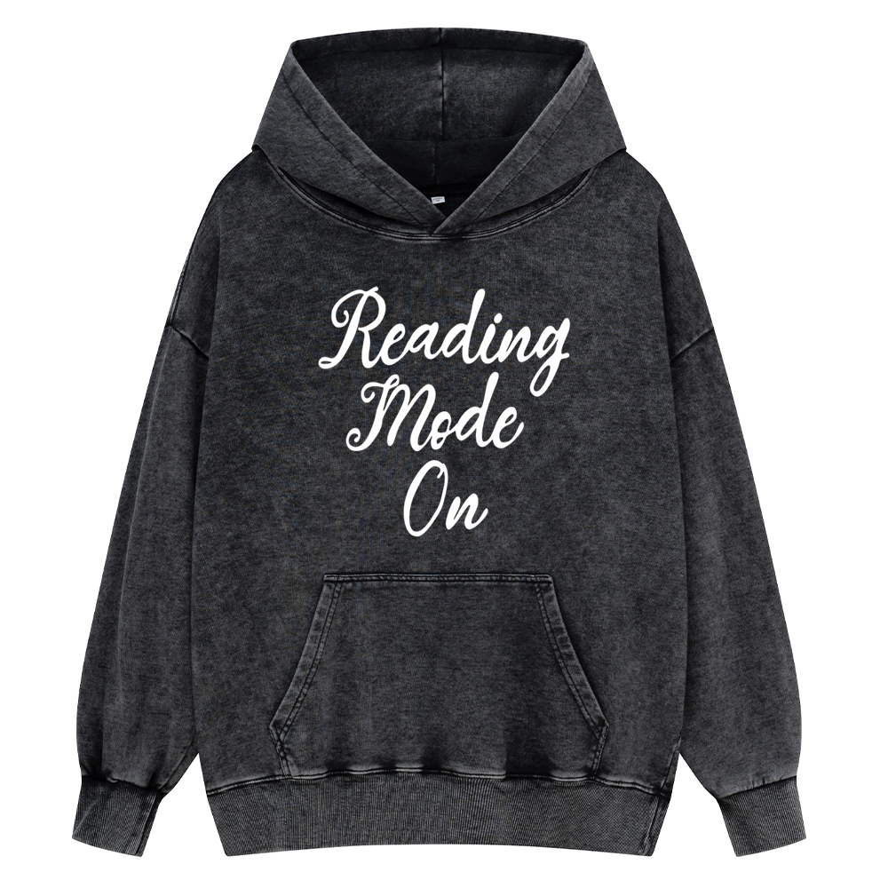 Pagewings Book Reading Mode On Unisex Washed Hoodie