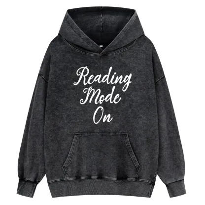 Pagewings Book Reading Mode On Unisex Washed Hoodie