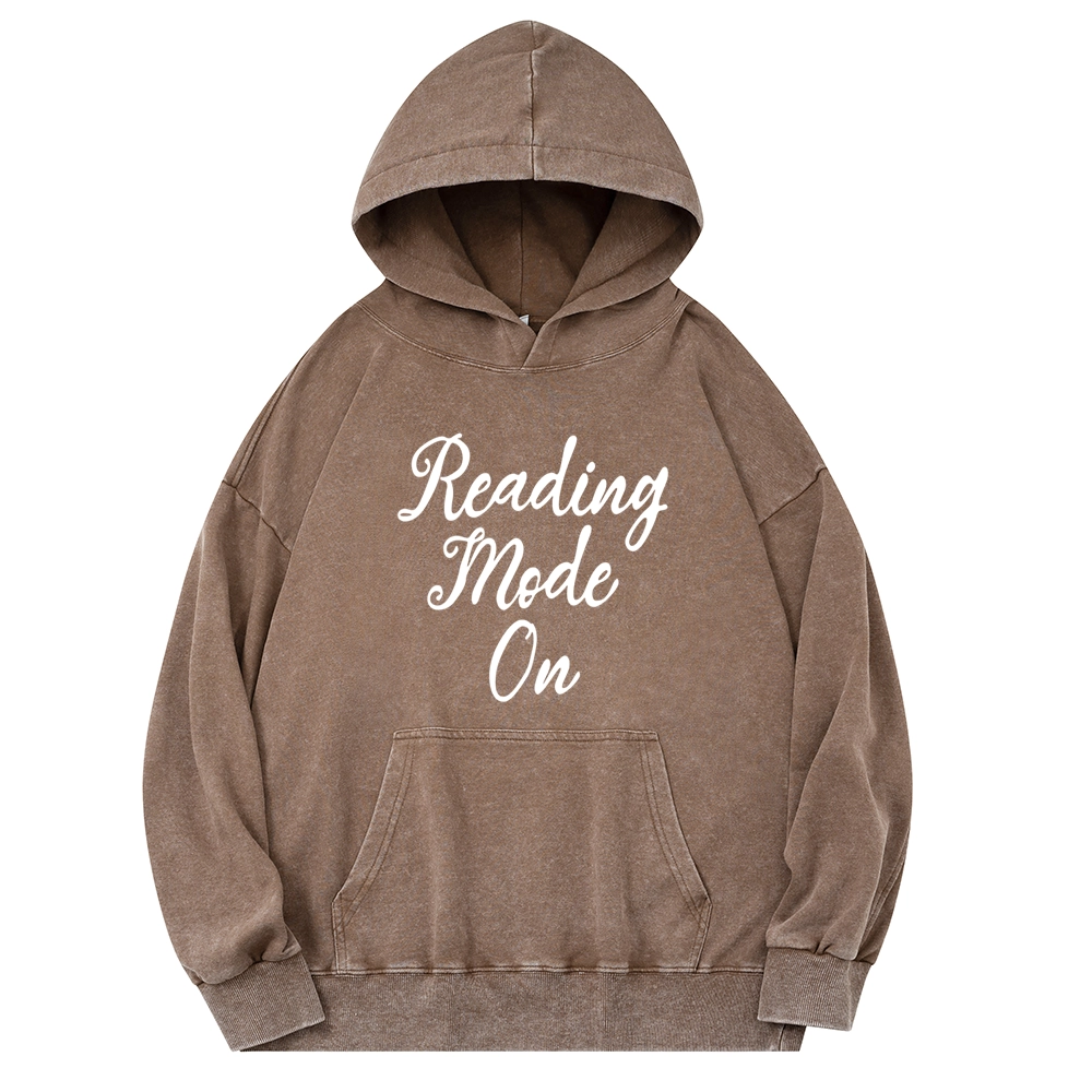 Pagewings Book Reading Mode On Unisex Washed Hoodie