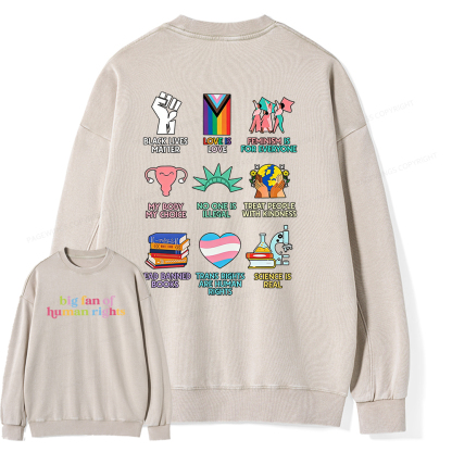 Pagewings Big Fan Of Human Rights Unisex Washed Sweatshirt