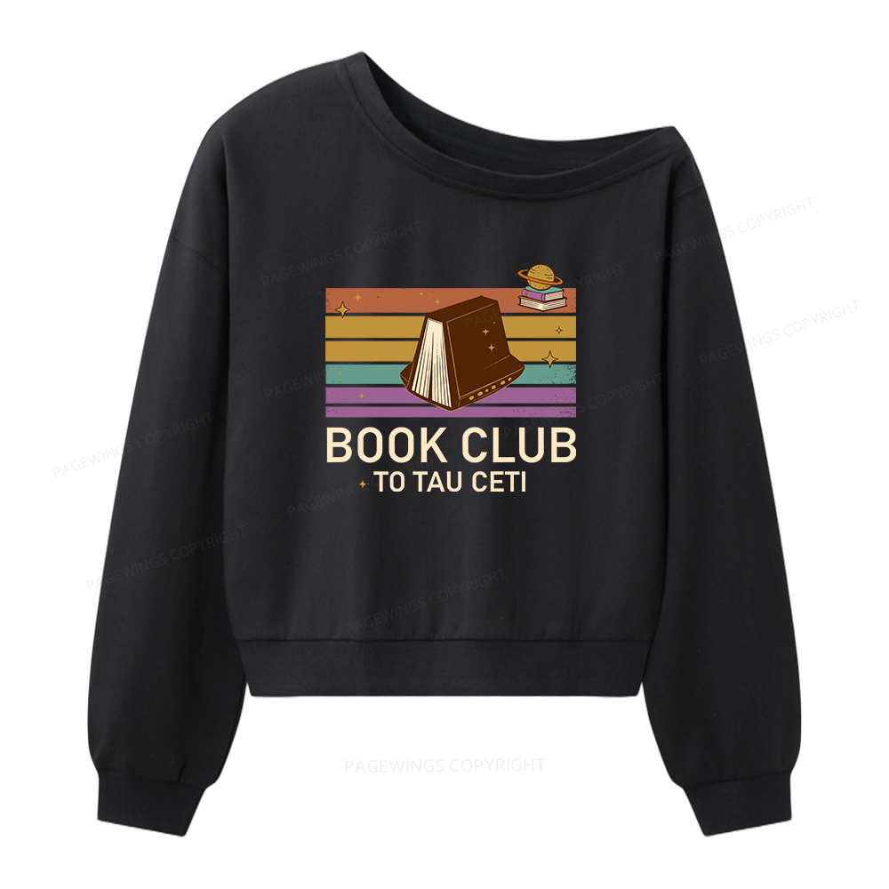 Pagewings Book Club To Tau Ceti Women Off Shoulder Sweatshirt