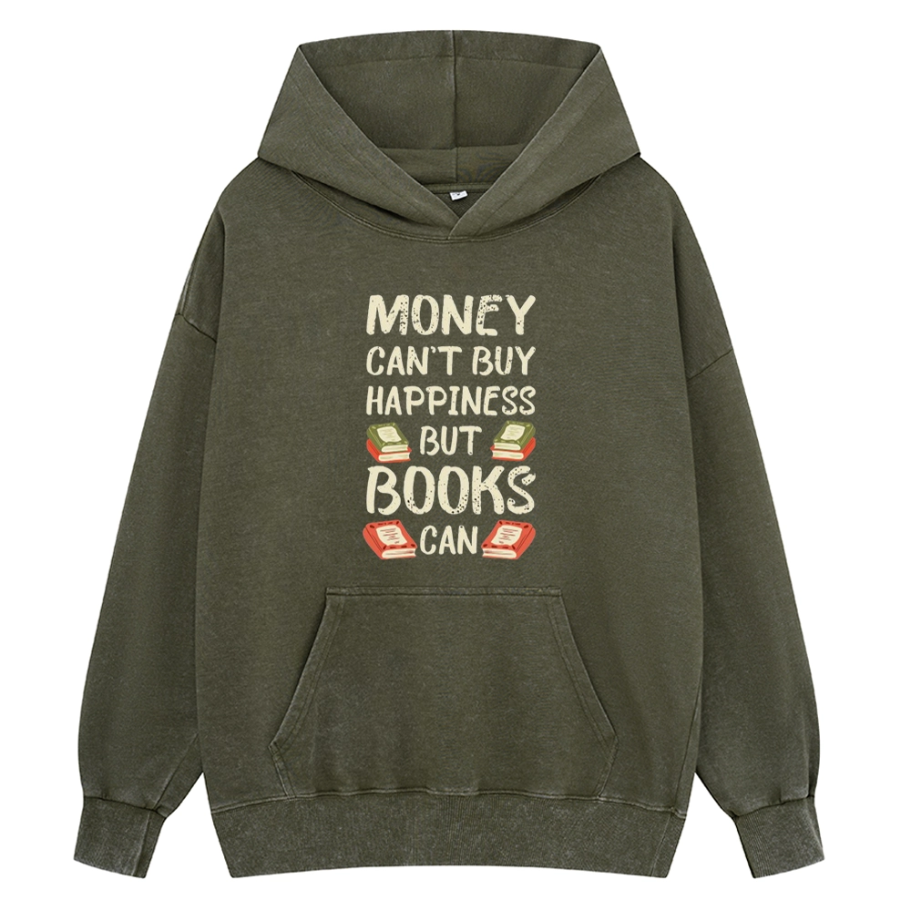 Pagewings Money Can't Buy Happiness But Books Can Unisex Washed Hoodie