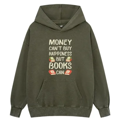 Pagewings Money Can't Buy Happiness But Books Can Unisex Washed Hoodie