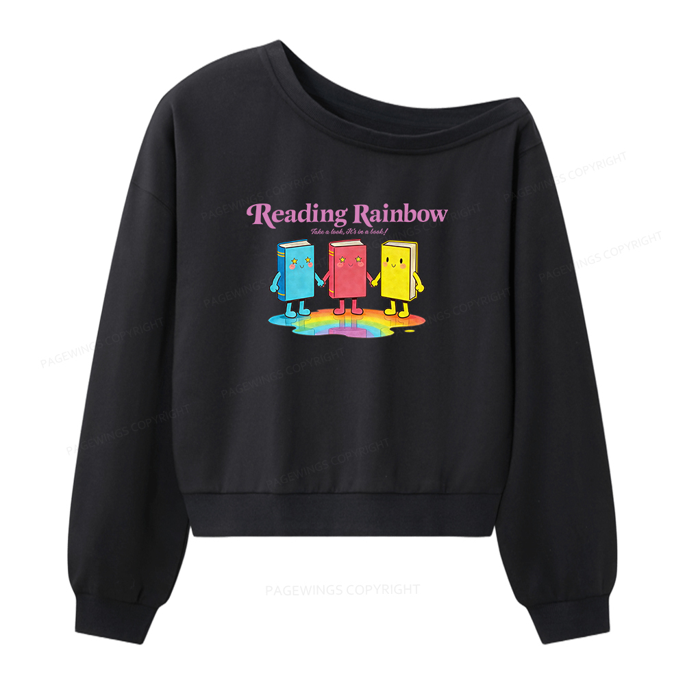 Pagewings Take A Look It's In A Book Women Off Shoulder Sweatshirt