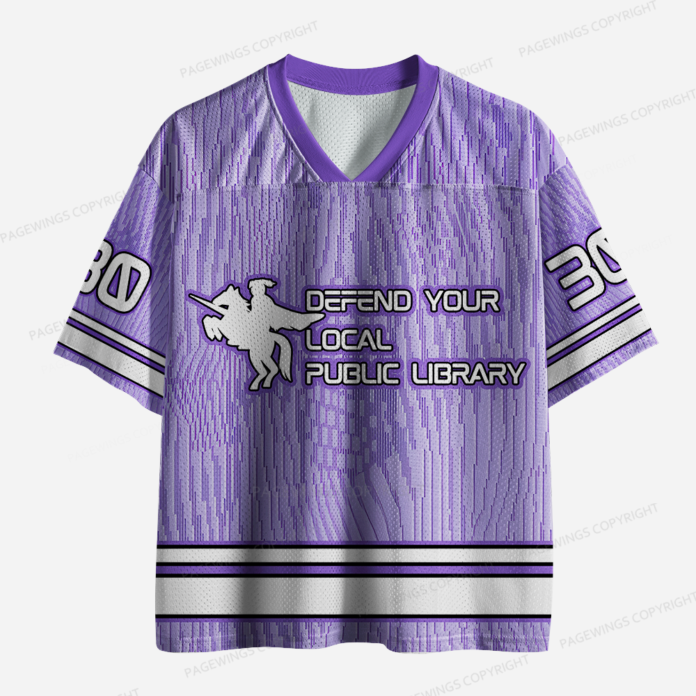 Pagewings Defend Your Local Public Library Unisex Mesh Jersey