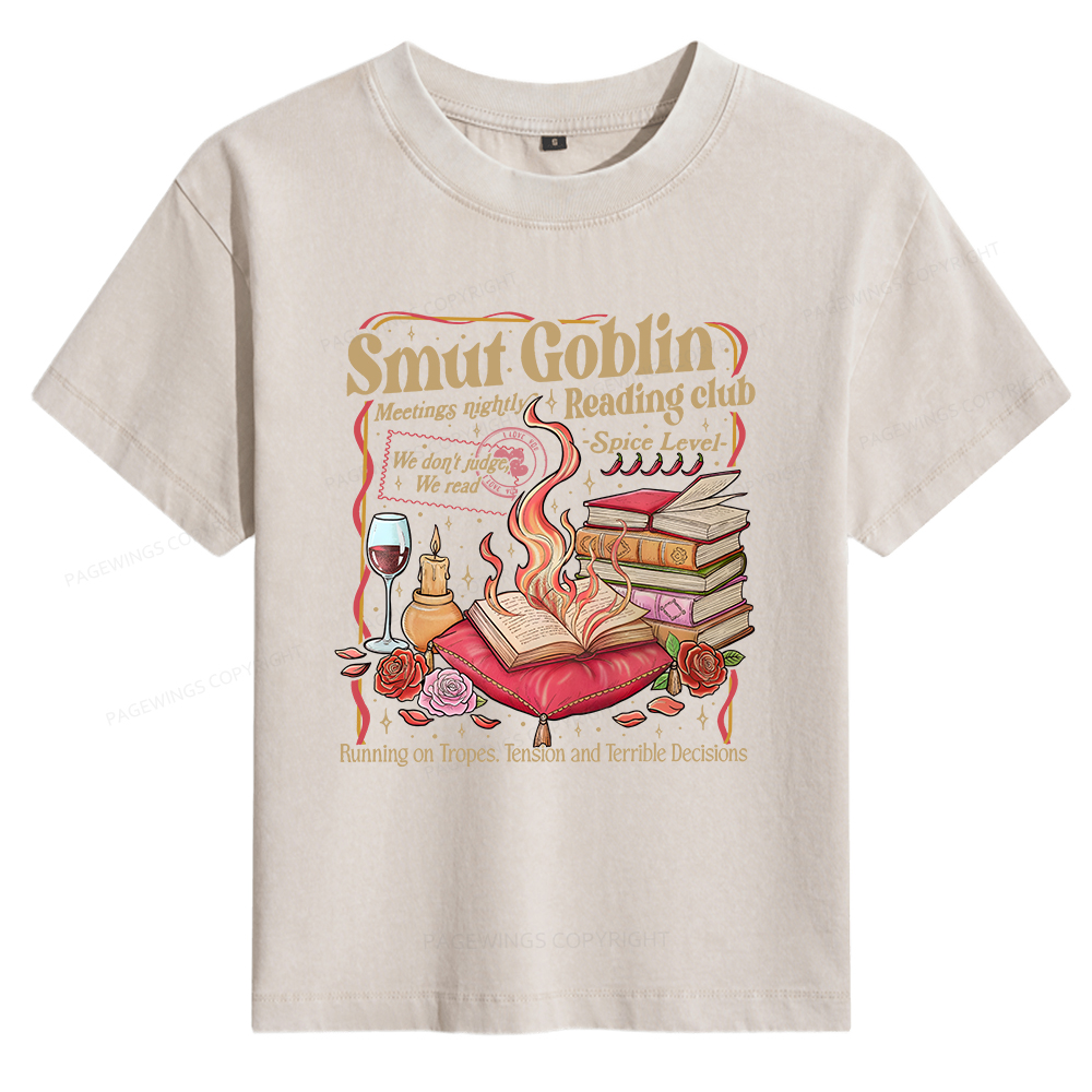 Pagewings Smut Goblin Dark Romance Bookish Women's Washed T-shirt