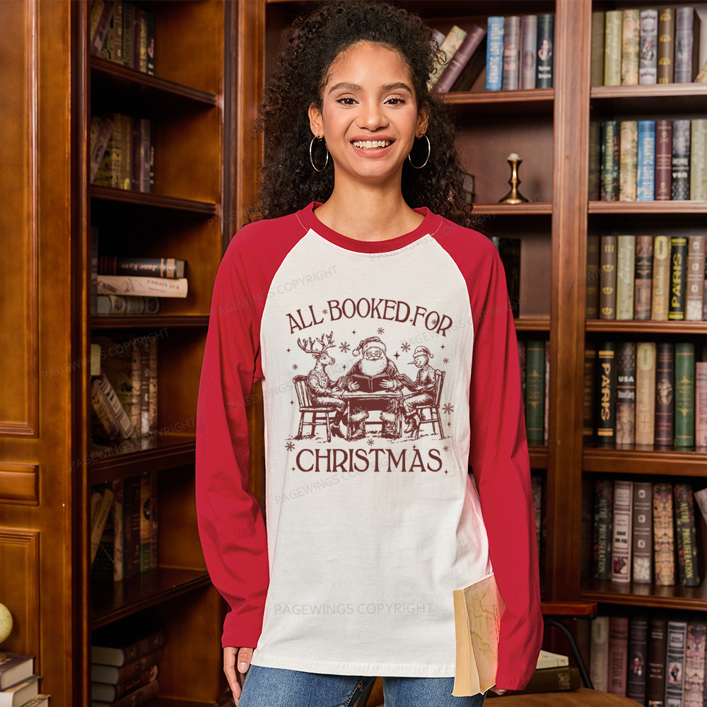 Pagewings Retro All Booked For Christmas Long Sleeve Raglan T-shirt
