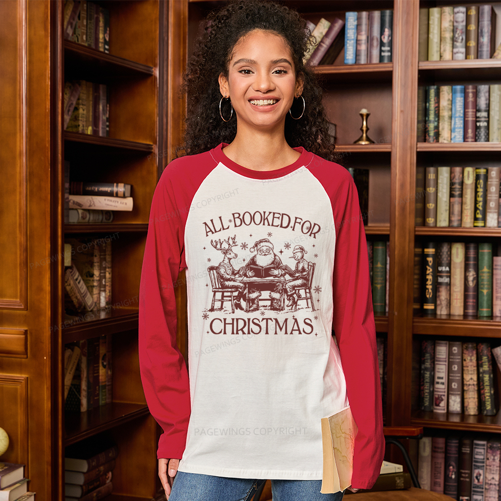 Pagewings Retro All Booked For Christmas Long Sleeve Raglan T-shirt
