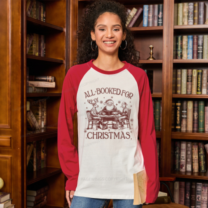 Pagewings Retro All Booked For Christmas Long Sleeve Raglan T-shirt