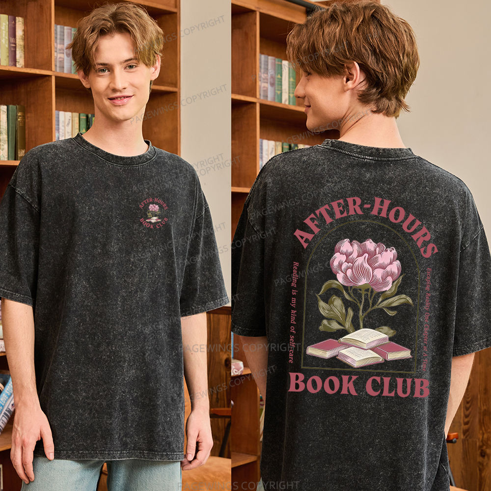 Pagewings After‑Hours Book Club Unisex Washed T-shirt