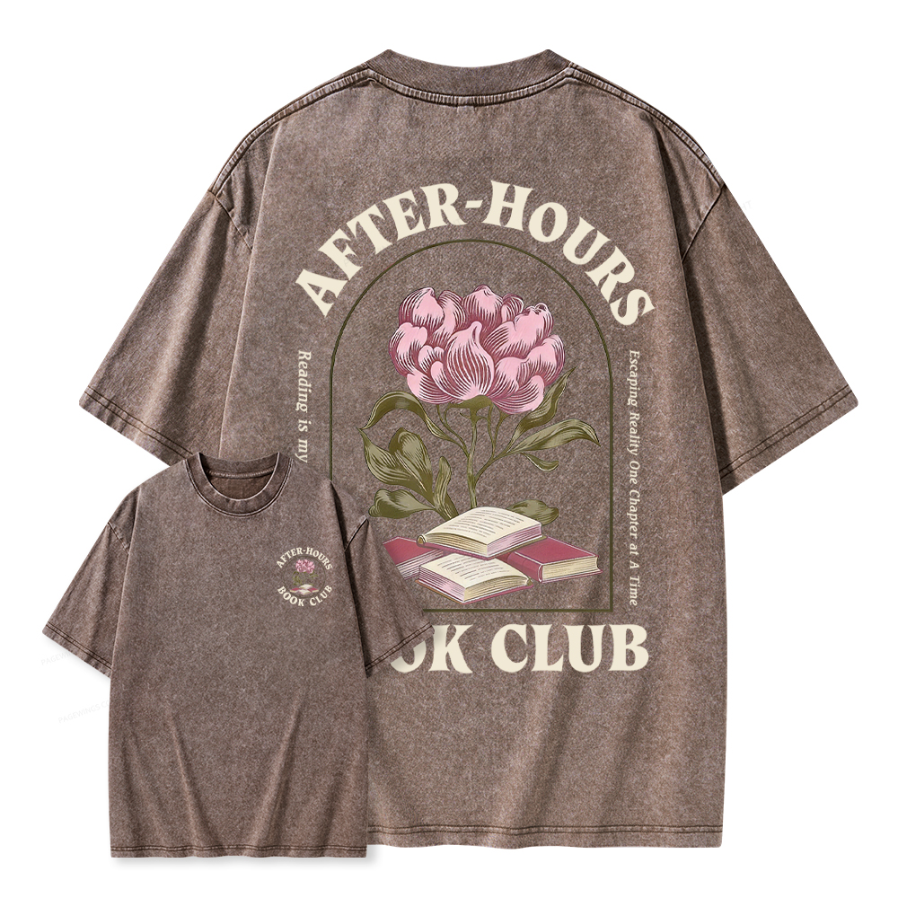 Pagewings After‑Hours Book Club Unisex Washed T-shirt