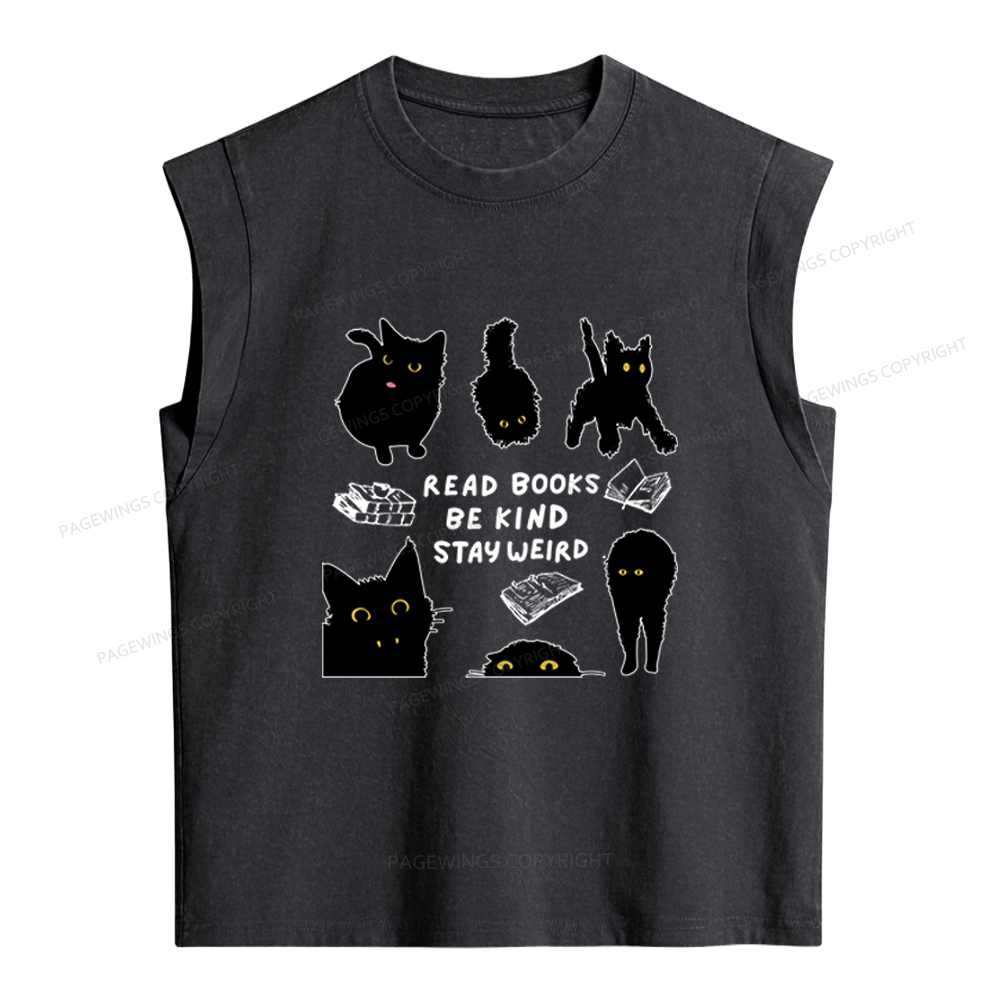 Pagewings Read Books Be Kind Stay Weird Women's Washed Tank Top