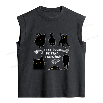 Pagewings Read Books Be Kind Stay Weird Women's Washed Tank Top