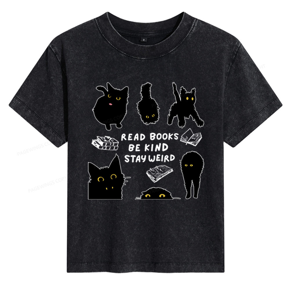 Pagewings Read Books Be Kind Stay Weird Women's Washed T-shirt