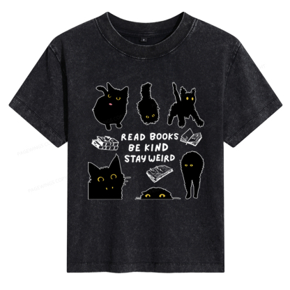 Pagewings Read Books Be Kind Stay Weird Women's Washed T-shirt