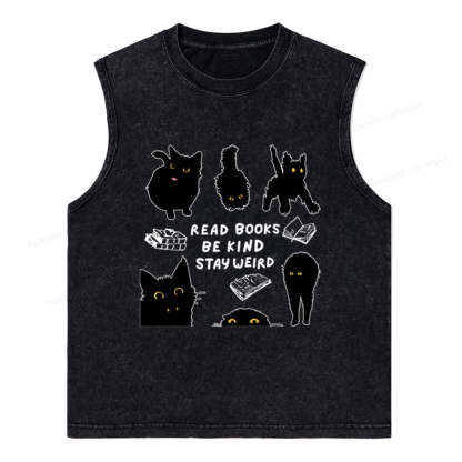 Pagewings Read Books Be Kind Stay Weird Unisex Washed Tank Top