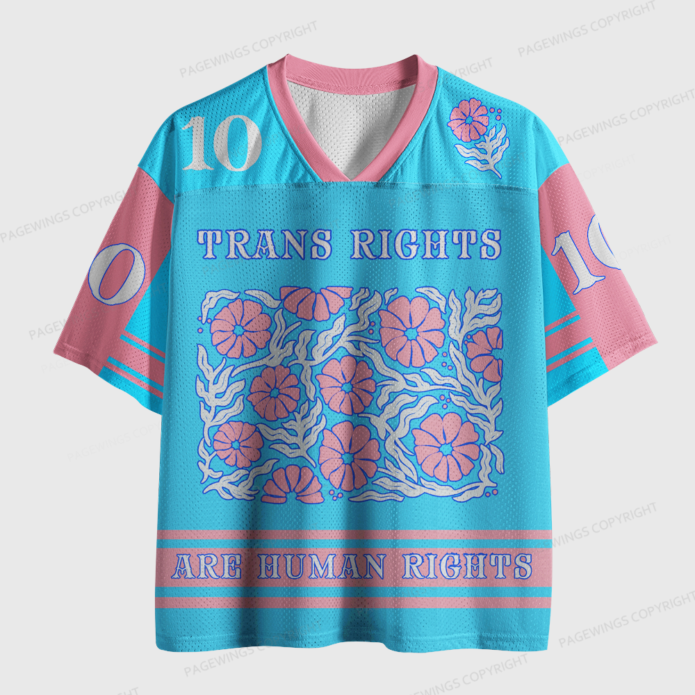 Pagewings Trans Rights Are Human Rights Unisex Mesh Jersey