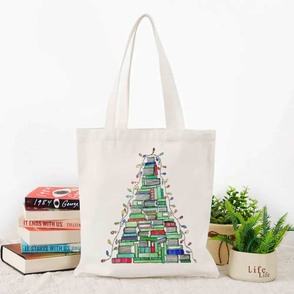 Pagewings Christmas Book Tree Lovers Gift Tote Bag