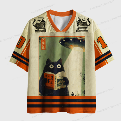 Pagewings Cat Books Lover Unisex Mesh Jersey