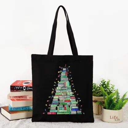 Pagewings Christmas Book Tree Lovers Gift Tote Bag