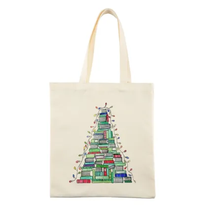 Pagewings Christmas Book Tree Lovers Gift Tote Bag
