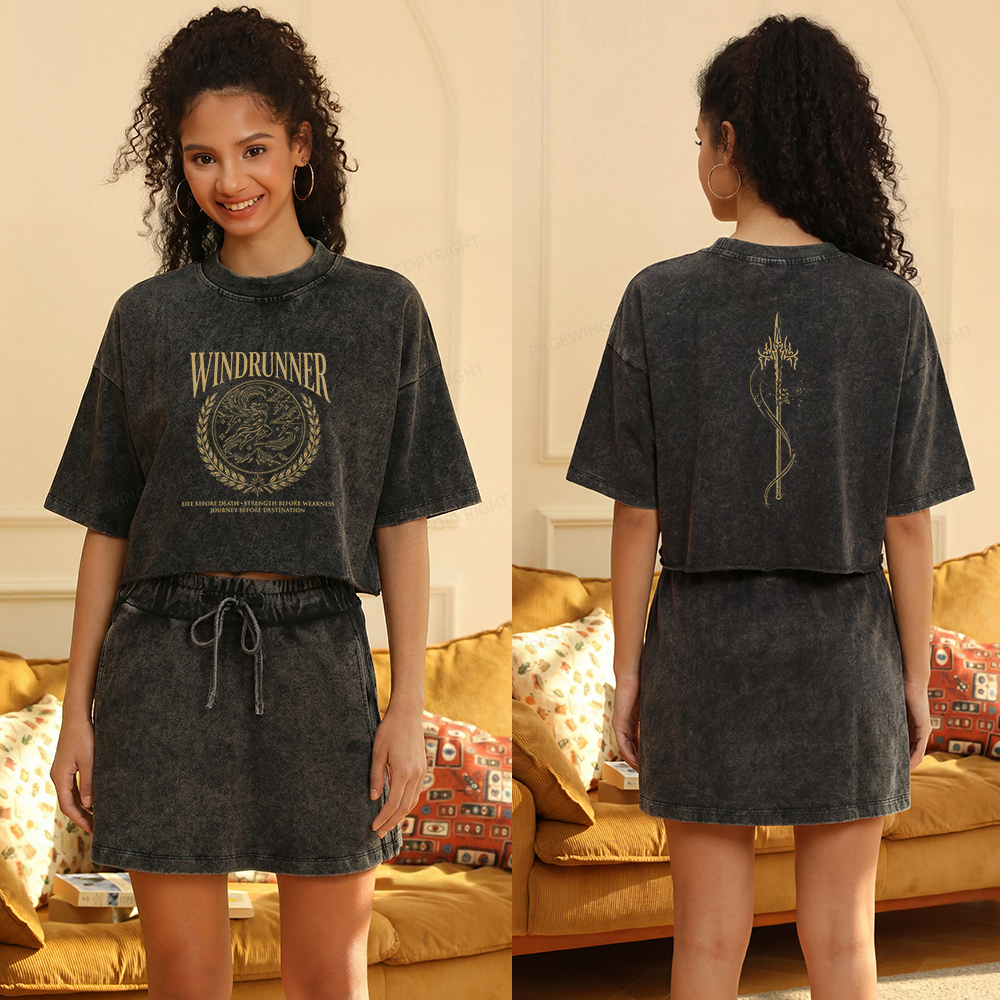 Pagewings Journey Before Destination Women's Washed Cropped T-shirt