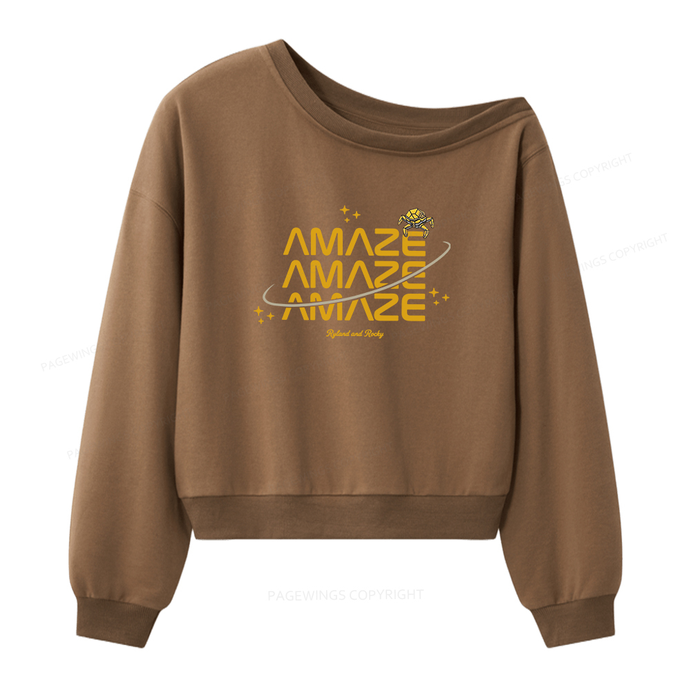 Pagewings Funny Space Women Off Shoulder Sweatshirt