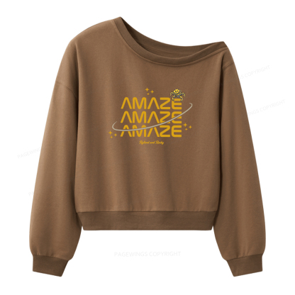 Pagewings Funny Space Women Off Shoulder Sweatshirt
