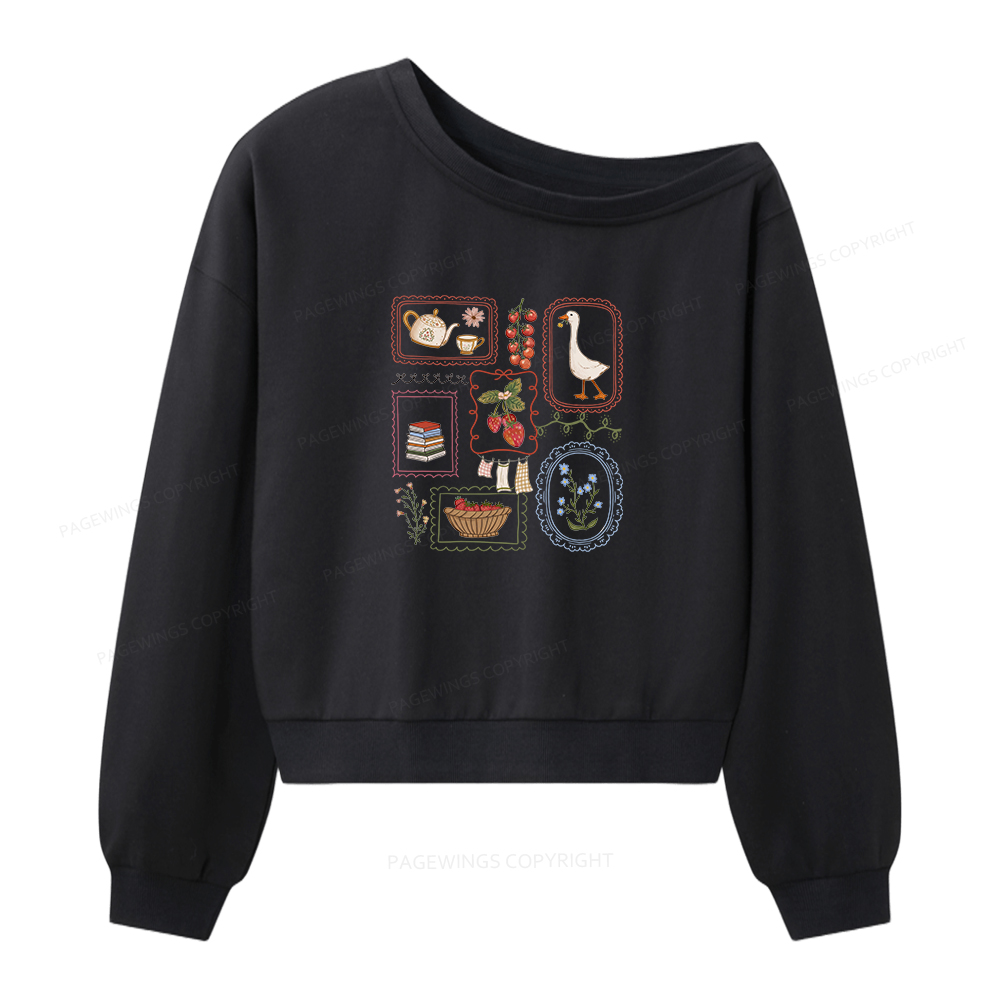 Pagewings Bookish Summer Women Off Shoulder Sweatshirt