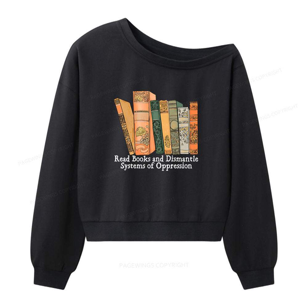 Pagewings Read Books Women Off Shoulder Sweatshirt