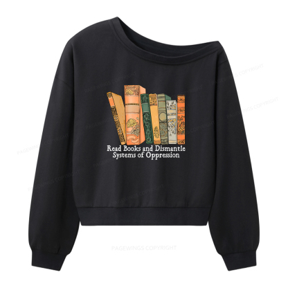 Pagewings Read Books Women Off Shoulder Sweatshirt